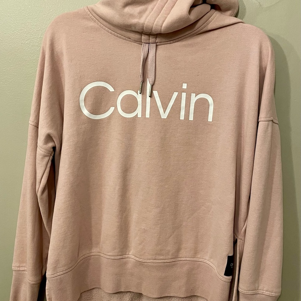 Calvin Klein Size medium women’s cowl neck face mask sweatshirt pink